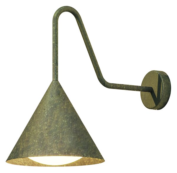 Il Fanale 286.17.OOB Cone, venkovní nástěnné svítidlo antická mosaz/bílé sklo, 1xE27 max 15W, prům. 25cm, výška 40cm, IP55