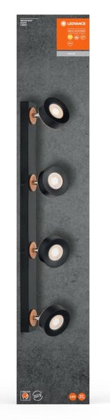 LEDVANCE LED nástěnné a stropní bodové svítidlo Pluto černé 4 spoty 4058075833456
