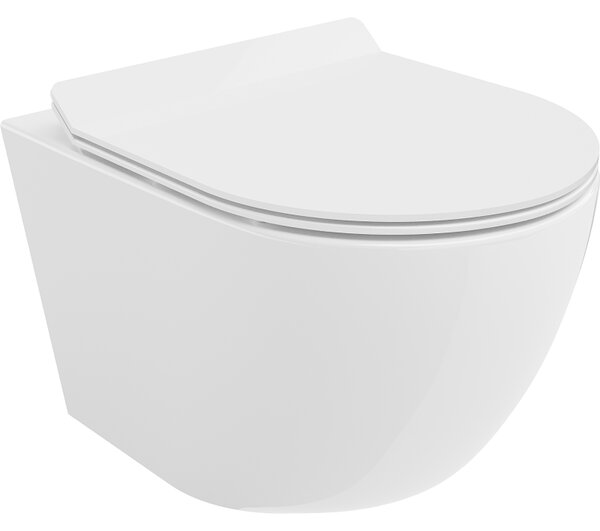 Mexen LENA Rimless, závěsná WC mísa se sedátkem pomalu-padajícím SLIM, 48 x 36 cm, bílá, 30224000