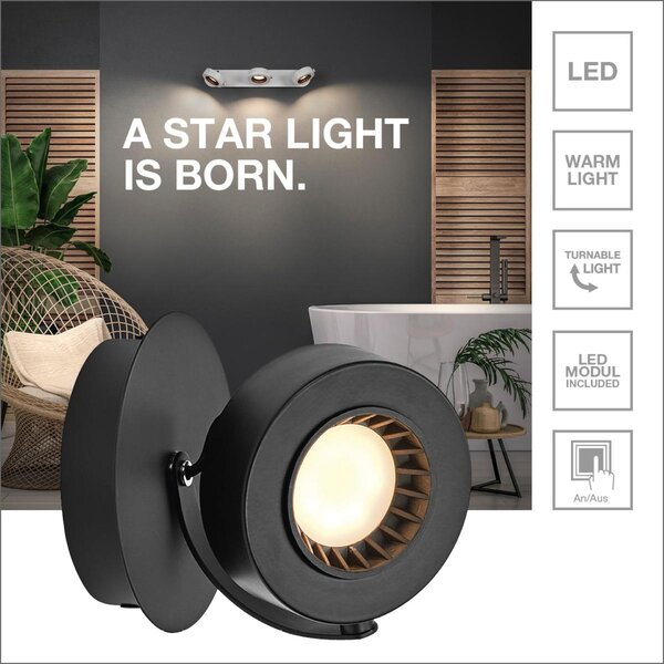 LEDVANCE LED nástěnné bodové svítidlo Venus černé 1 spot 4058075833630