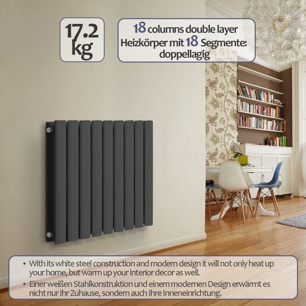 Aquamarin Horizontální radiátor, 819 W, 600 x 614 x 69 mm
