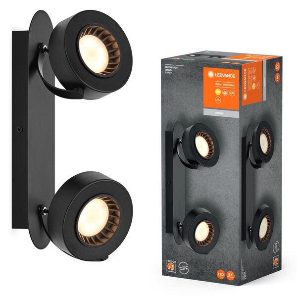 LEDVANCE LED nástěnné a stropní bodové svítidlo Venus černé 2 spoty 4058075833654