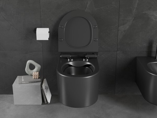 Mexen Sofia WC mísa Rimless s pomalu padajícím sedátkem slim, duroplast, černý mat - 30540185