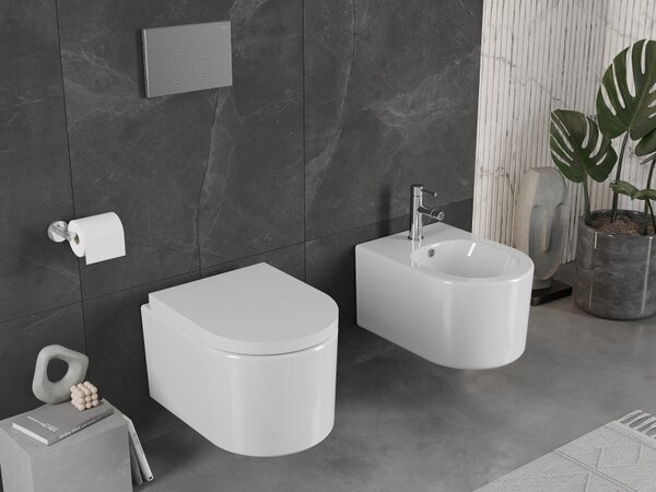 Mexen Sofia WC mísa Rimless s pomalu klesajícím tvrdým sedátkem, duroplast, bílý lesk - 30540200