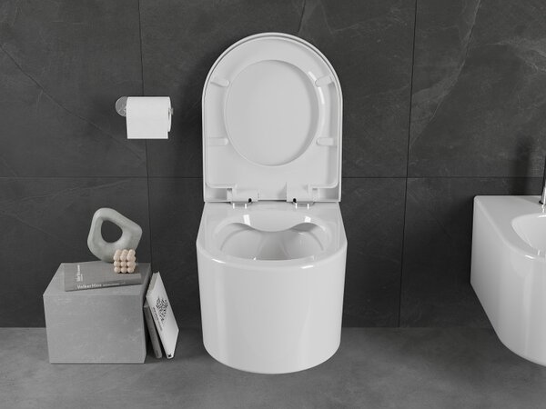 Mexen Sofia WC mísa Rimless s pomalu klesajícím tvrdým sedátkem, duroplast, bílý lesk - 30540200