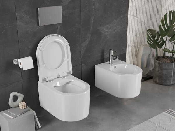 Mexen Sofia WC mísa Rimless s pomalu klesajícím tvrdým sedátkem, duroplast, bílý lesk - 30540200