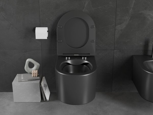Mexen Sofia wc mísa Rimless s pomalu klesající deskou slim, duroplast, černý mat - 30541085