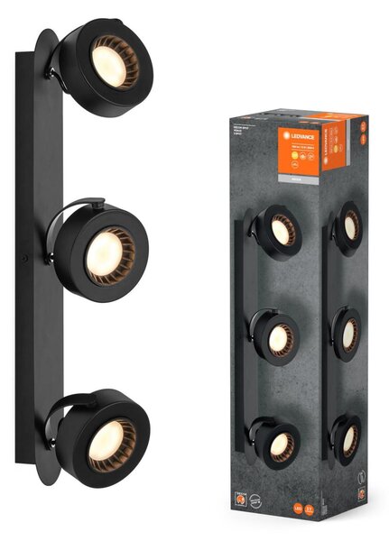 LEDVANCE LED nástěnné a stropní bodové svítidlo Venus černé 3 spoty 4058075833678