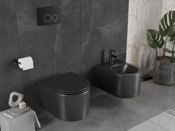 Mexen Sofia wc mísa Rimless s pomalu klesající deskou slim, duroplast, černý mat - 30541085