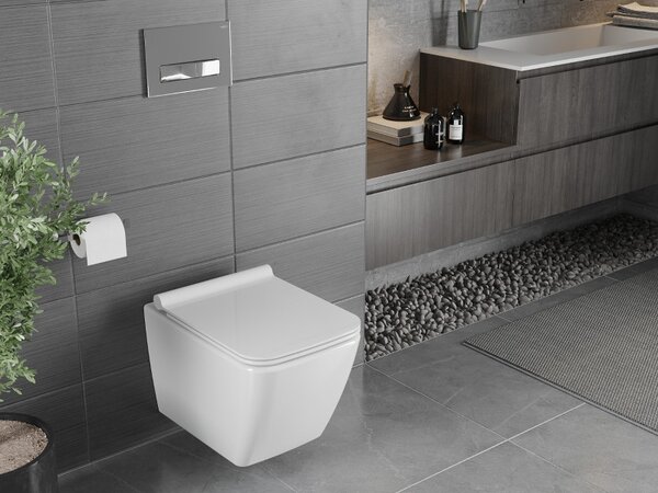 Mexen Vega WC mísa Rimless s pomalu sklopným sedátkem slim, duroplast, bílý lesk - 30654000