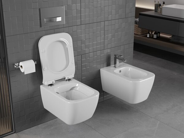 Mexen Stella WC mísa Rimless se sedátkem pomalu padající slim, duroplast, bílý lesk - 30680800