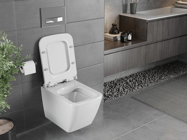 Mexen Vega WC mísa Rimless s pomalu sklopným sedátkem slim, duroplast, bílý lesk - 30654000