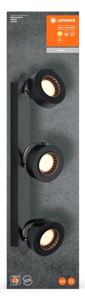 LEDVANCE LED nástěnné a stropní bodové svítidlo Venus černé 3 spoty 4058075833678