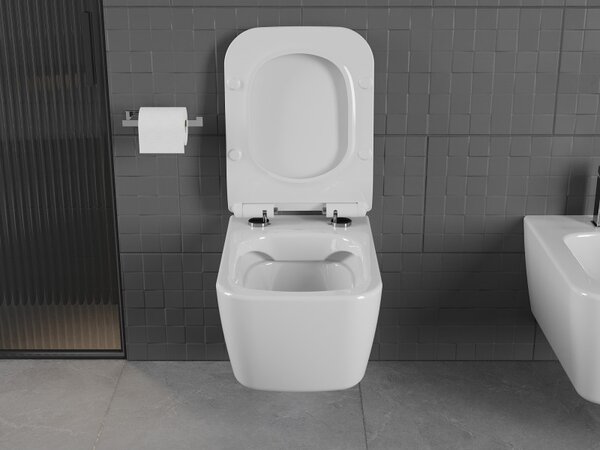 Mexen Stella WC mísa Rimless se sedátkem pomalu padající slim, duroplast, bílý lesk - 30680800