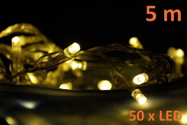 Vánoční LED osvětlení 5 m, teple bílé, 50 diod
