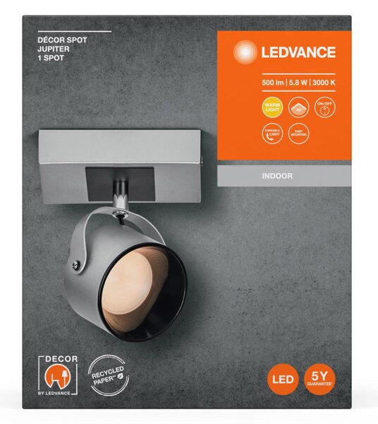 LEDVANCE LED nástěnné bodové svítidlo Jupiter stříbrné 1 spot 4058075828209