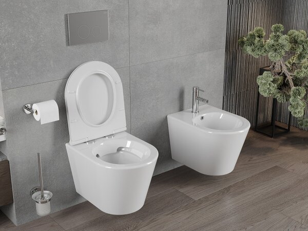 Mexen Rico WC mísa Rimless s pomalu klesající deskou slim, duroplast, bílý lesk - 30720500