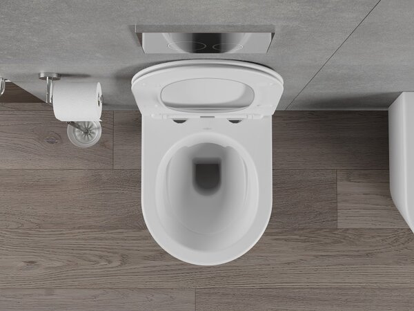Mexen Rico Rimless závěsné wc + slim pomalu padající sedátko z duroplastu, biala matná, 30724001