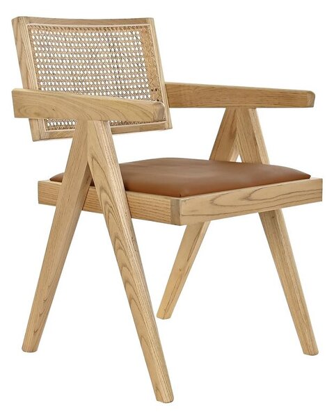 DKD Home Decor Čalouněná židle s područkami Přírodní 55 x 54 x 82 cm