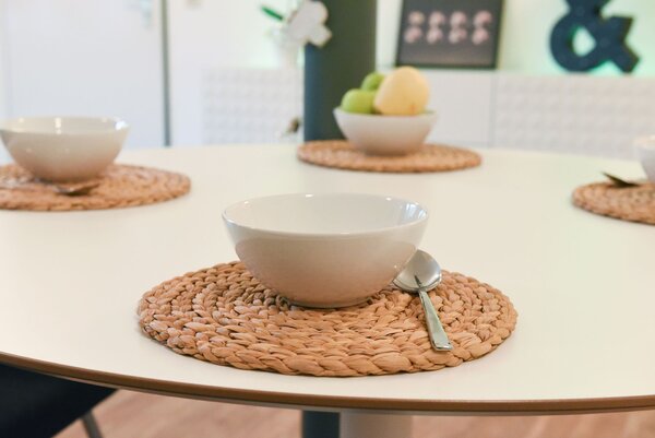 Sada prostírání ILANA, 4-set, průměr 30 cm, vodní hyacint, natur