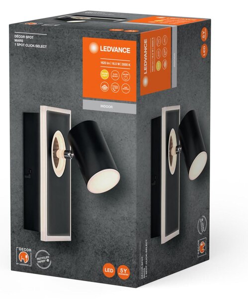 LEDVANCE LED nástěnné bodové svítidlo Mars CLICK-SELECT černé 1 spot 4058075833791