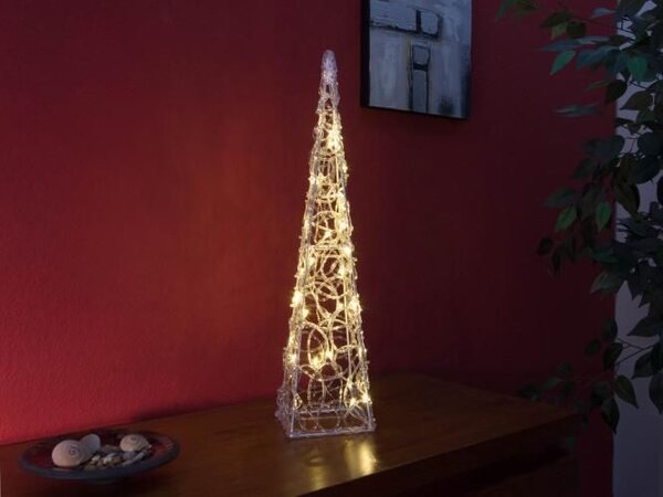Vánoční akrylový jehlan 60 cm, teple bílý, na baterie
