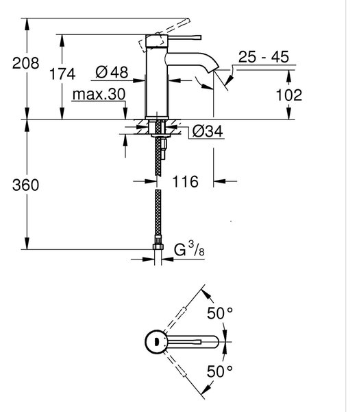 Grohe Essence New umyvadlová baterie stojící s termostatem černá 235902431