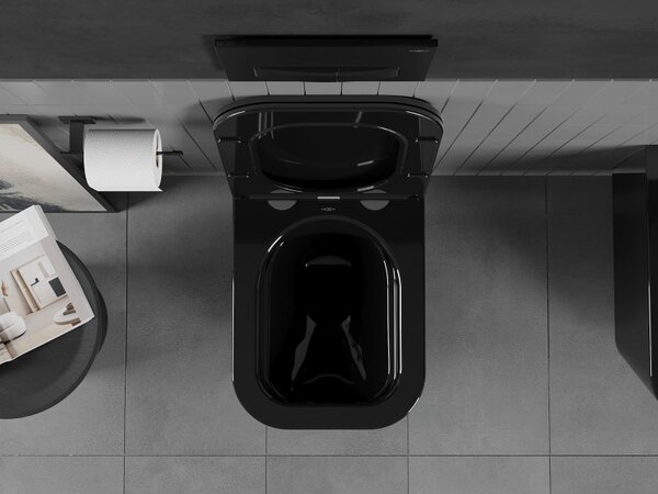 Mexen Teo WC mísa Rimless s pomalu spouštěcí deskou slim, duroplast, černý lesk - 30854070