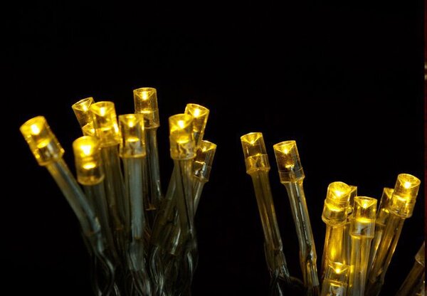 Vánoční LED řetěz 2 m, 20 LED, teple bílý, průhledný kabel