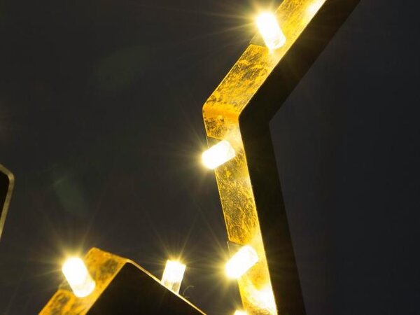 Vánoční dekorace hvězda na stojánku 38 cm, 20 LED, bronzová