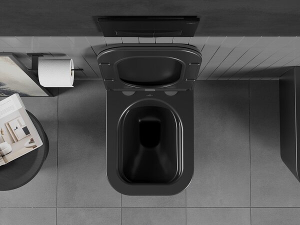 Mexen Teo WC mísa Rimless s pomalu zavírajícím se slim sedátkem, duroplast, černá mat - 30850685