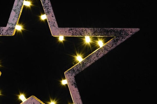 Vánoční dekorace hvězda na stojánku 38 cm, 20 LED, bronzová