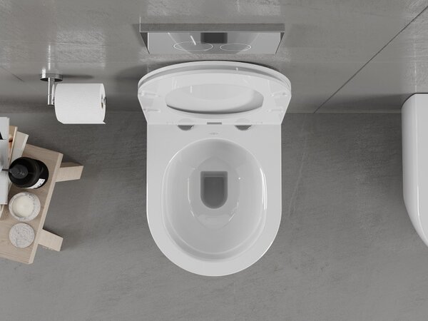 Mexen Carmen WC mísa Rimless s pomalu sklápějícím slim sedátkem, duroplast, bílý lesk - 30880300
