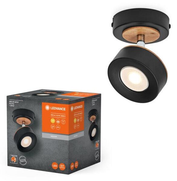 LEDVANCE LED nástěnné bodové svítidlo Pluto černé 1 spot 4058075833395