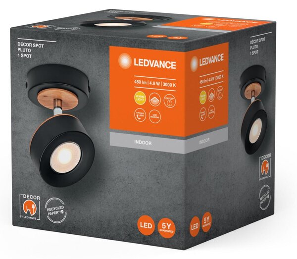 LEDVANCE LED nástěnné bodové svítidlo Pluto černé 1 spot 4058075833395