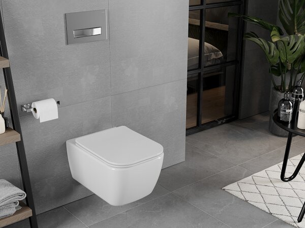 Mexen Elis WC mísa Rimless s pomalu padajícím sedátkem slim, duroplast, bílý lesk - 30910600
