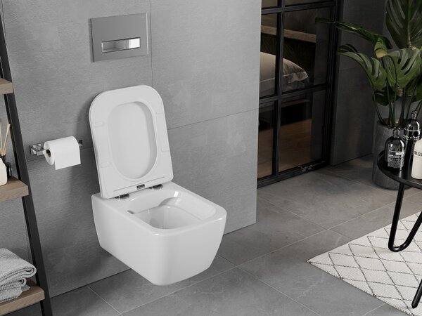 Mexen Elis WC mísa Rimless s pomalu padajícím sedátkem slim, duroplast, bílý lesk - 30910600