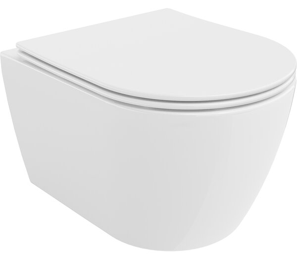 Mexen CARMEN Rimless závěsná WC mísa se sedátkem s pomalým zavíráním, 49 x 37 cm, bílá, 30880400