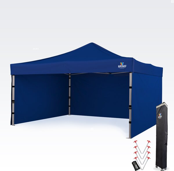 BRIMO Hliníkový Nůžkový stan 4x4 m ALU EXCLUSIVE – 3 stěny, HEX 45 mm - s 3 stěnami - Modrá P. Alu