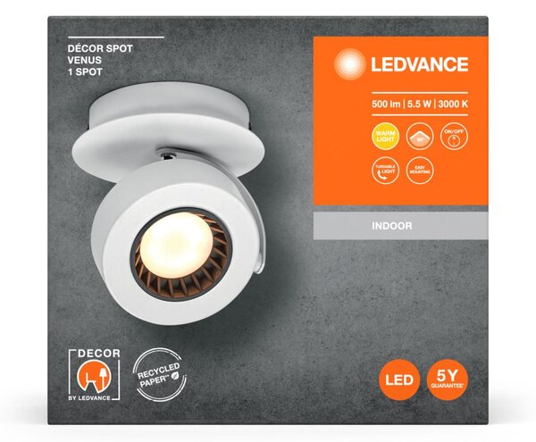 LEDVANCE LED nástěnné bodové svítidlo Venus bílé 1 spot 4058075828124