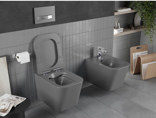 Mexen Teo WC Rimless s WC deskou slim, duroplast, tmavě-šedá matná, 30854071