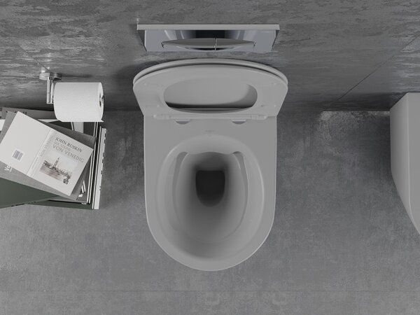 Mexen Lena wc mísa Rimless se sedátkem s tichým zavíráním slim, duroplast, světle šedá mat - 30224061