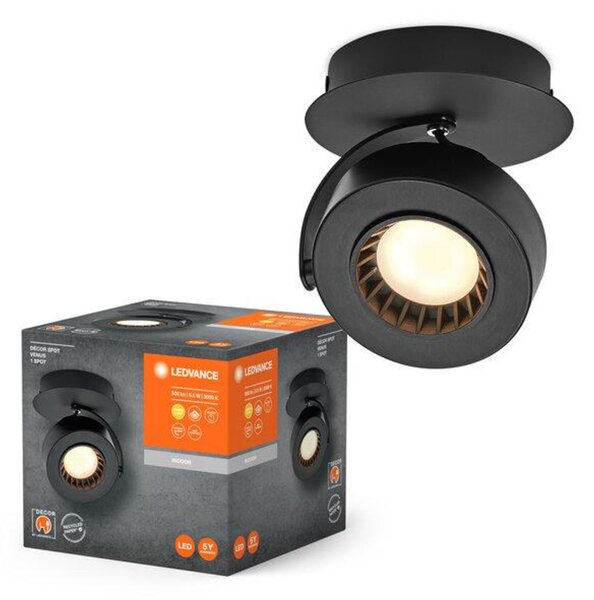 LEDVANCE LED nástěnné bodové svítidlo Venus černé 1 spot 4058075833630