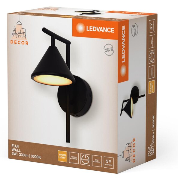 LEDVANCE LED nástěnné svítidlo Fuji 5W 930 černé 4058075841802