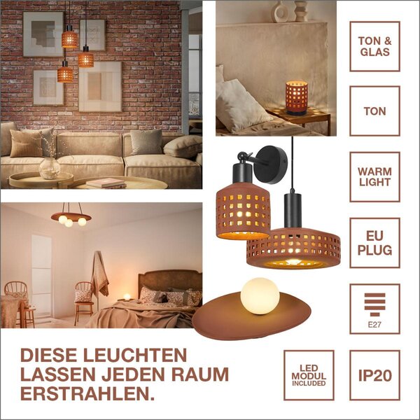 LEDVANCE stolní lampa Clay Windows 1xE27 hnědá 4058075841024