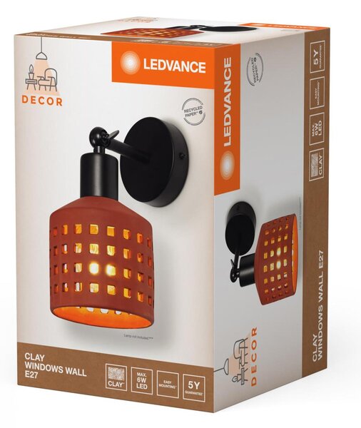 LEDVANCE nástěnné svítidlo Clay Windows 1xE27 hnědé 4058075840942