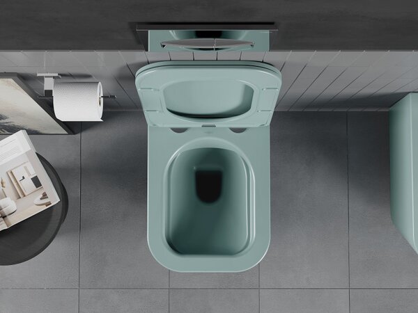 Mexen Teo, závěsné WC Rimless s WC deskou slim, duroplast, zelená matná, 30854048