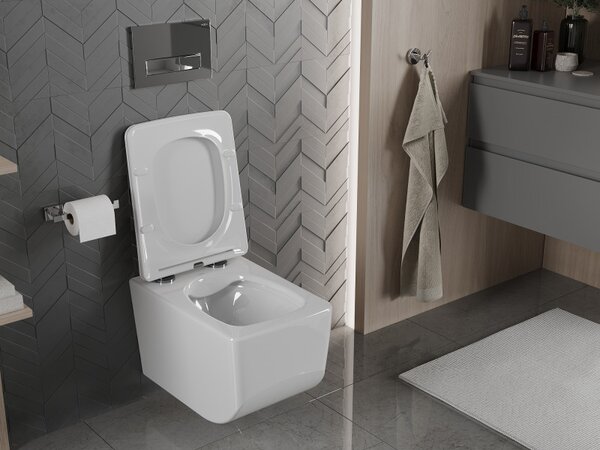 Mexen Vera, závěsné WC Rimless 51 x 36 cm s pomalu padajícím sedátkem z duroplastu, bílá, 30164000