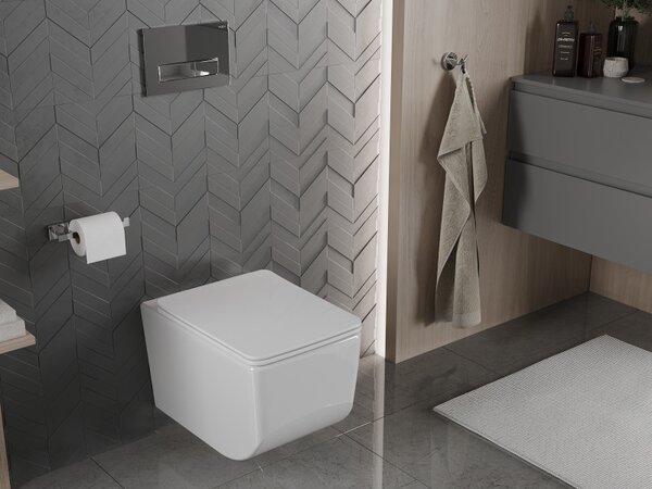 Mexen Vera, závěsné WC Rimless 51 x 36 cm s pomalu padajícím sedátkem z duroplastu, bílá, 30164000
