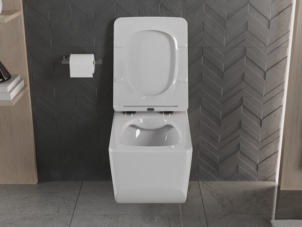 Mexen Vera, závěsné WC Rimless 51 x 36 cm s pomalu padajícím sedátkem z duroplastu, bílá, 30164000